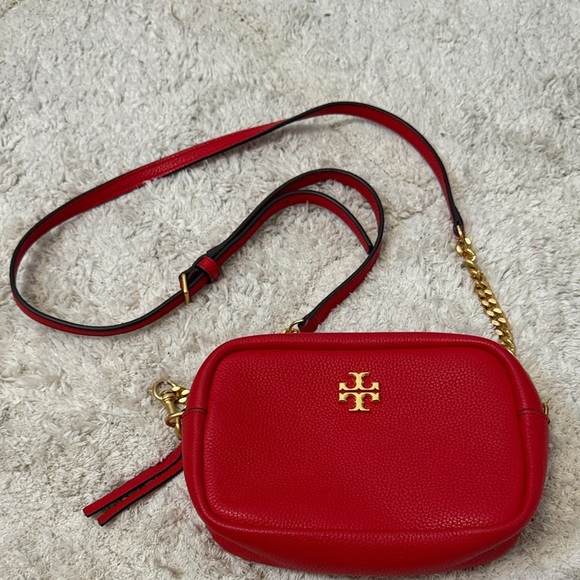 ❤️‍🔥Tory Burch Vibrant Red Mini Camera Bag with Gold Accents - Picture 1 of 10